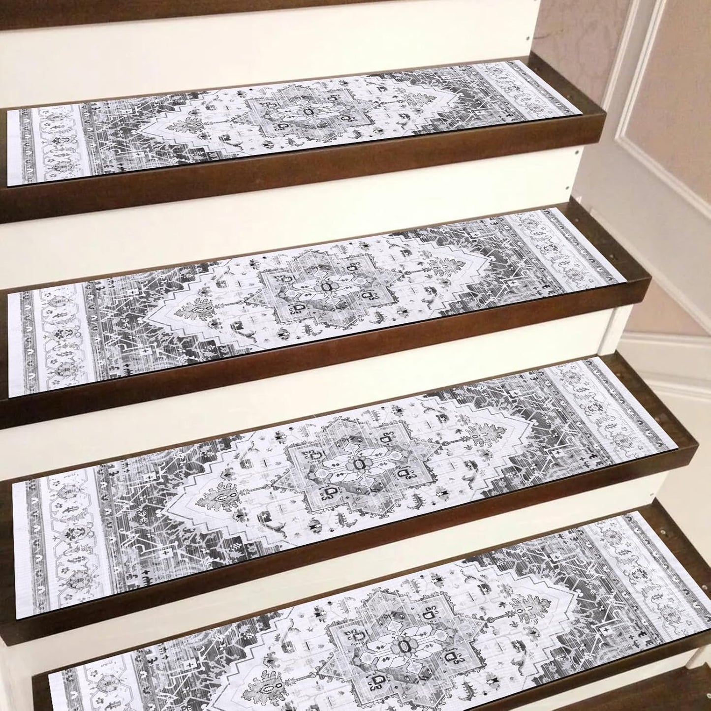 HEBE Carpet Stair Treads for Wooden Steps Indoor Rubber Staircase Step Treads Non Slip Stair Runner Mats for Dogs and Kids Stairway Grip Step Treads Carpet