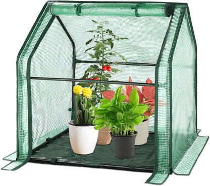 Portable Mini Greenhouse Small Green House with Waterproof Pad  Plant Cover Tent for Garden Small Plants Indoor Outdoor, Green PE