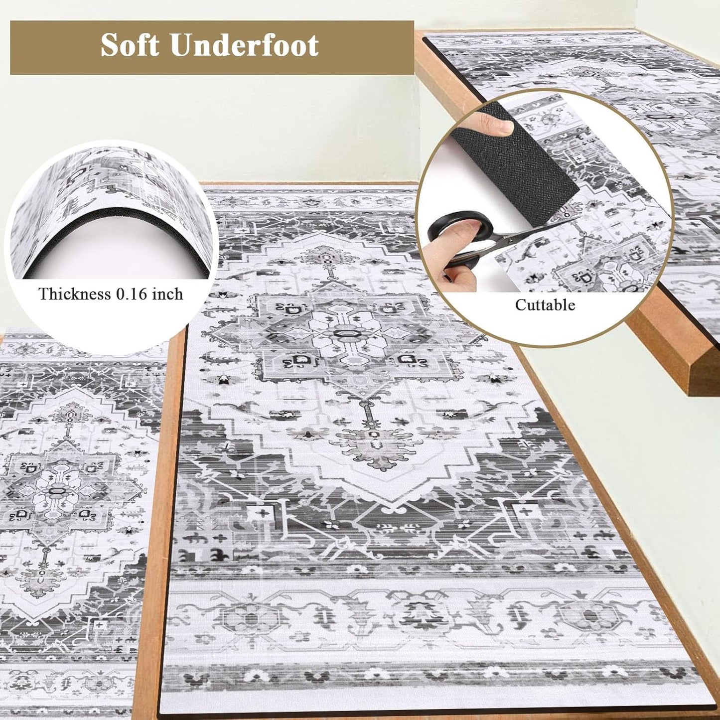 HEBE Carpet Stair Treads for Wooden Steps Indoor Rubber Staircase Step Treads Non Slip Stair Runner Mats for Dogs and Kids Stairway Grip Step Treads Carpet