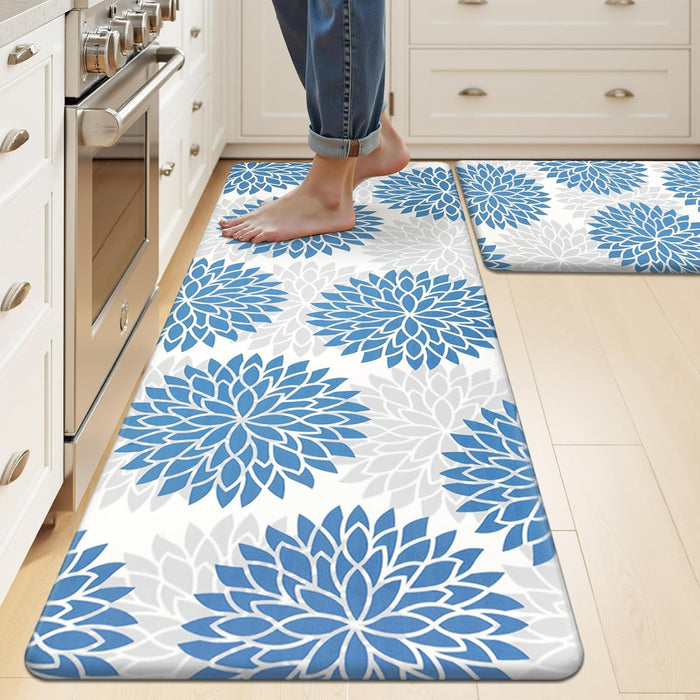 HEBE Anti Fatigue Kitchen Rugs Set of 2, Cushioned Kitchen Mats for Floor | Non Slip Washable Kitchen Runner Rug Set