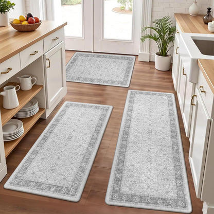 Anti Fatigue Kitchen Floor Mats Set of 3, Cushioned Rugs, Non Slip Comfort Standing Mat, PVC Foam Padded Kitchen Rugs