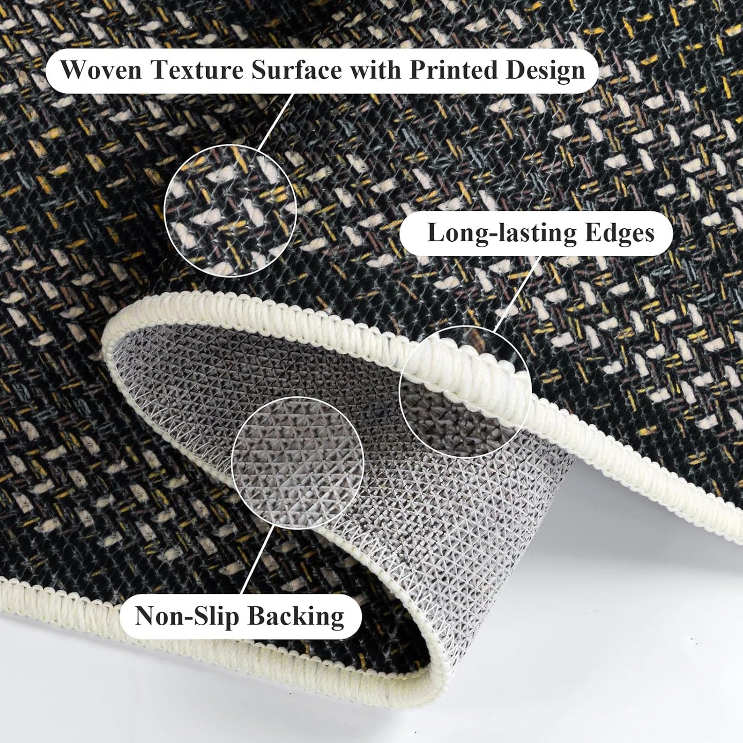 HEBE Boho Kitchen Rugs Sets 3 Piece with Runner Non Slip Kitchen Mats for Floor Washable Bohemian Runner Rug Set of 3 ﻿