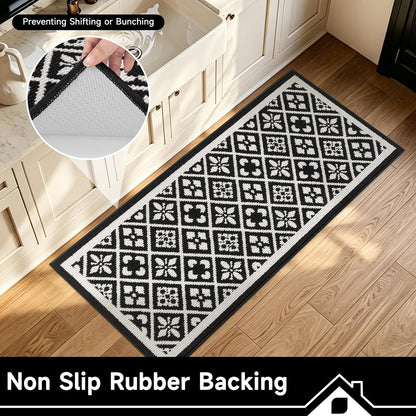 Hallway Runner Rug, Washable Indoor Brown Carpet with Non Slip Rubber Backing,Low Pile Durable Kitchen Floor Mat for Laundry Entryway Door & High Traffic Areas