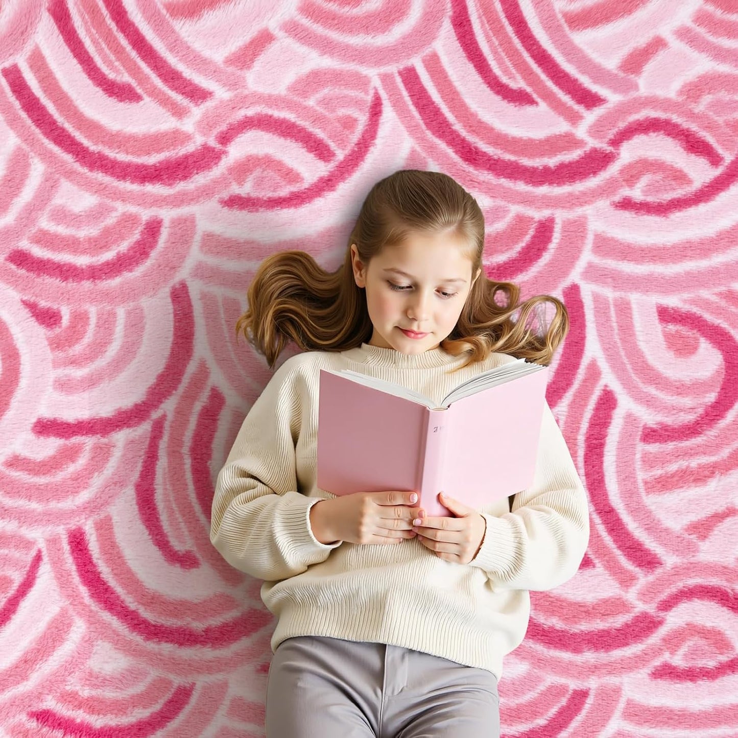 HEBE 5x7Ft Pink Rainbow Area Rugs for Home Decor Aesthetic