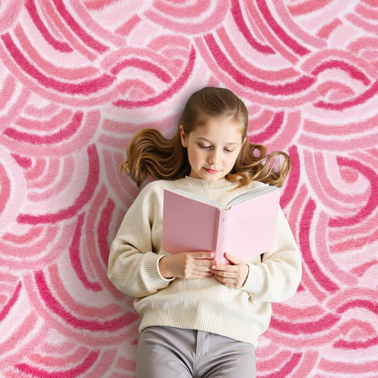 HEBE 5x7Ft Pink Rainbow Area Rugs for Home Decor Aesthetic
