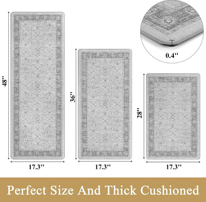 Anti Fatigue Kitchen Floor Mats Set of 3, Cushioned Rugs, Non Slip Comfort Standing Mat, PVC Foam Padded Kitchen Rugs
