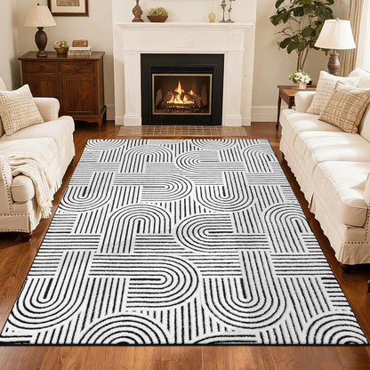 Soft Cozy Fluffy Arch Pattern High Low Pile Area Rugs