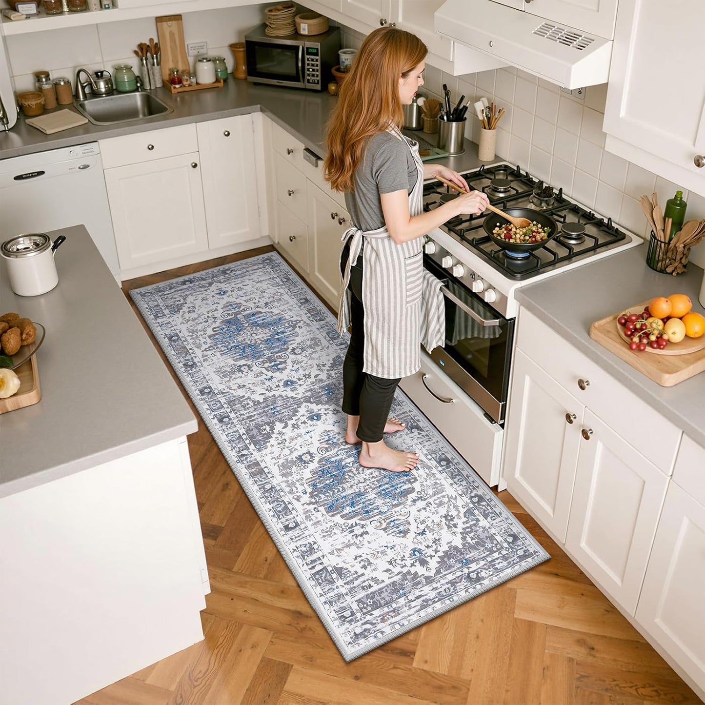 HEBE Boho Runner Rug Non Slip Washable Runner Rug for Hallway Fluffy Kitchen Rugs Laundry Room Rug Floor Carpet Runners for Hallway, Bedroom, Entryway