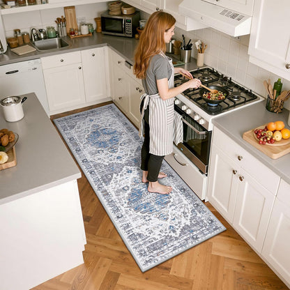 HEBE Boho Runner Rug Non Slip Washable Runner Rug for Hallway Fluffy Kitchen Rugs Laundry Room Rug Floor Carpet Runners for Hallway, Bedroom, Entryway
