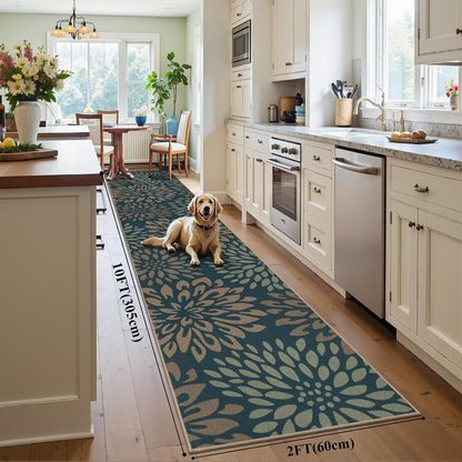 HEBE Faux Jute Runner Rug, Floral Washable Rugs Runner for Hallway, Non Slip Kitchen Runner Rug