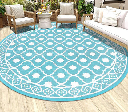 Waterproof Outdoor Rug 6ft, Reversible Plastic Straw Patio Camping Rug