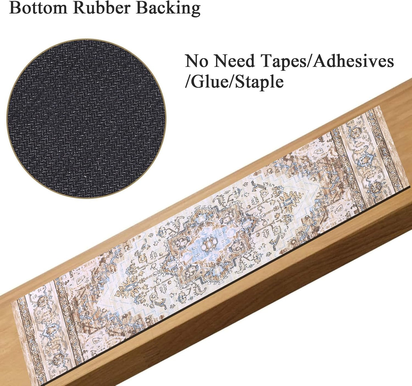 HEBE Carpet Stair Treads for Wooden Steps Indoor Rubber Staircase Step Treads Non Slip Stair Runner Mats for Dogs and Kids Stairway Grip Step Treads Carpet