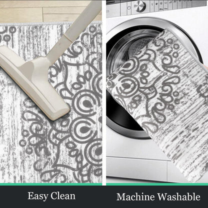 HEBE Farmhouse Kitchen Rugs Sets of 3 Non Slip Washable Boho Kitchen Rugs