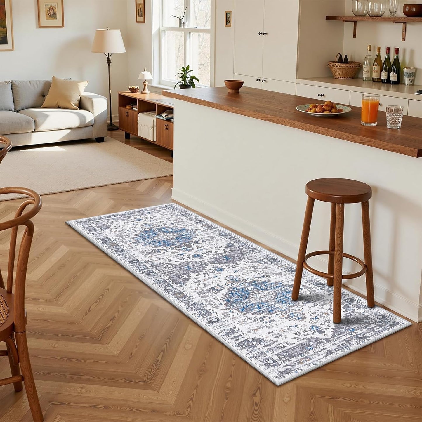 HEBE Boho Runner Rug Non Slip Washable Runner Rug for Hallway Fluffy Kitchen Rugs Laundry Room Rug Floor Carpet Runners for Hallway, Bedroom, Entryway