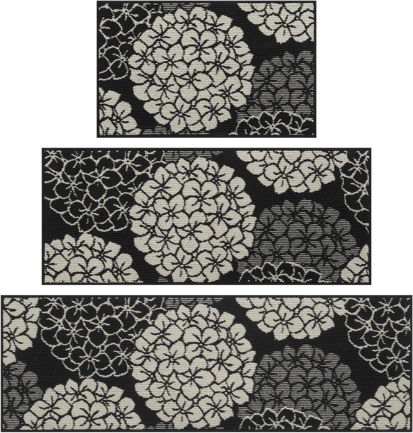 Kitchen Rugs and Mats Set of 3 Non Skid Washable Absorbent Laundry Floor Mat