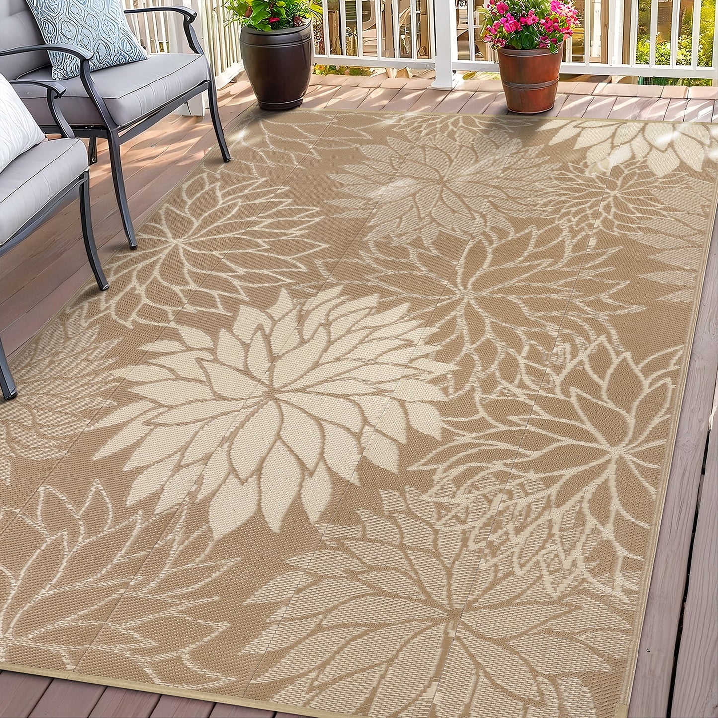 HEBE Outdoor Rugs for Patios Clearance Waterproof Patio Mat Plastic Straw Rug Reversible RV Camping Tent Rug Outside Area Rug for RV, Patios,Deck, Beach,Balcony, Camping
