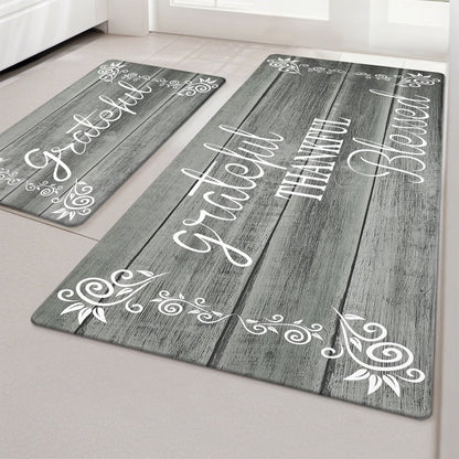 HEBE Farmhouse Kitchen Rug Set of 2, Non-Slip Anti-Fatigue Waterproof Cushioned Mat for Kitchen, Dining & Laundry Room, 18"x30"+18"x48"