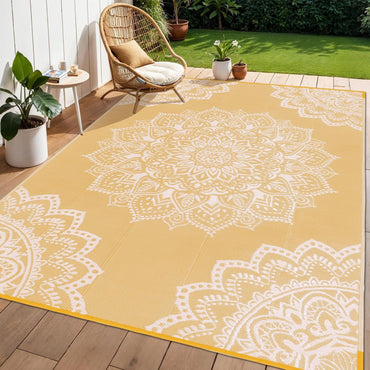 Waterproof Outdoor Rug, Reversible Plastic Straw Rug for Patio Clearance, Camping, RV Mat, Large Outside Rug Carpet for Porch, Deck, Backyard, Balcony, Picnic
