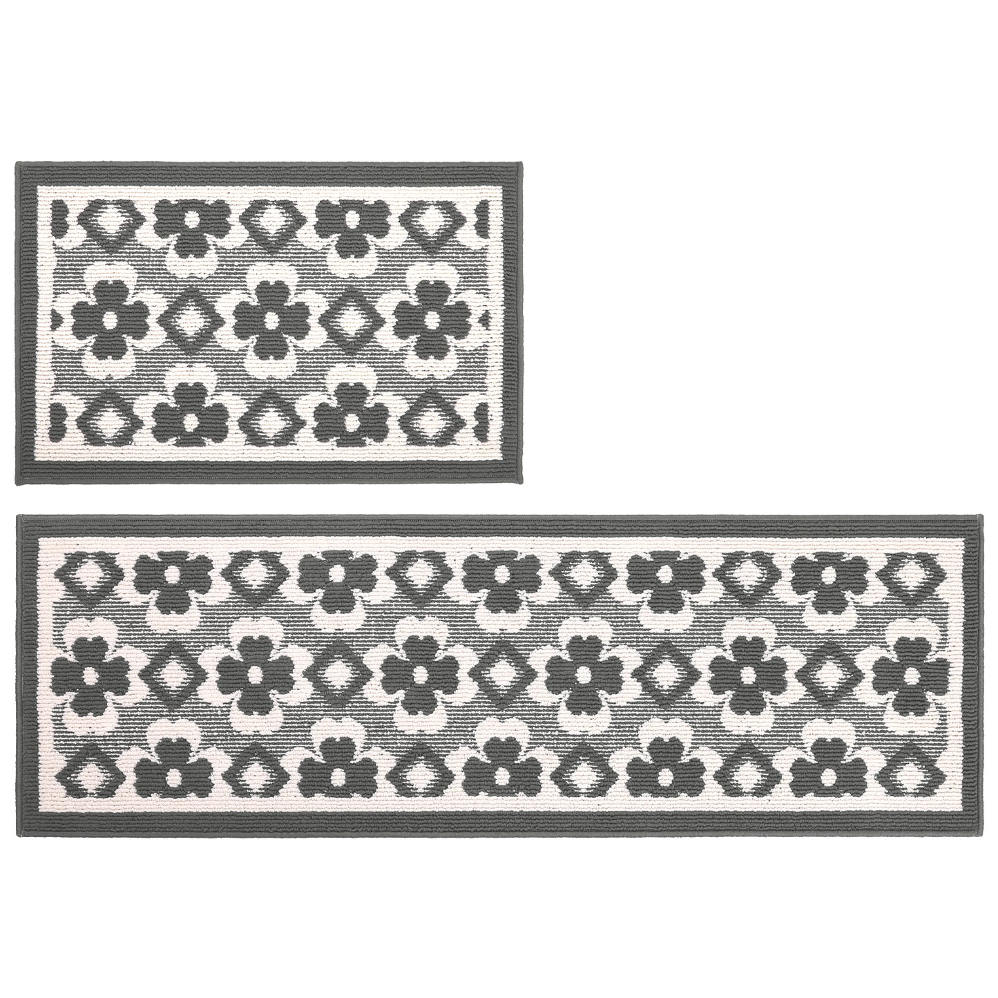 HEBE High-low Pile Non-slip Kitchen Mat Runner Rug (Set of 2--20"x32"+20"x60")
