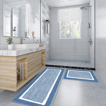 2 Piece Bath Rugs Bath Mat Set Shaggy Bathroom Mat Rug Set Non Slip Absorbent Bath Mat for Bathroom Extra Soft Machine Washable Bathroom Floor Mats