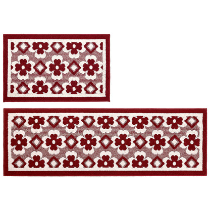 HEBE High-low Pile Non-slip Kitchen Mat Runner Rug (Set of 2--20"x32"+20"x60")