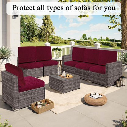Outdoor Patio Cushion Covers Set of 10 Waterproof Stretch Seat Cushion Cover for Patio Furniture Clearance Outdoor Sofa Cushion Cover Replacement Couch Slipcovers Chair Seat Cover