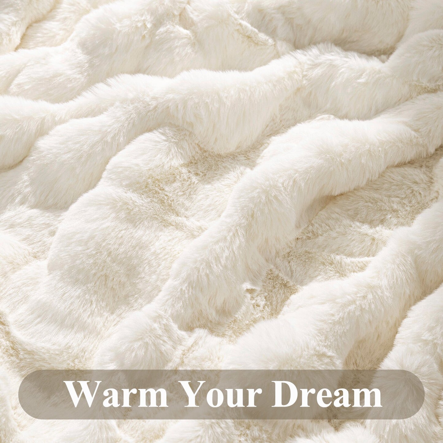 Fleece Throw Blanket for Couch - 550GSM Soft & Warm Fluffy Bubble Faux Rabbit Blanket, Decorative and Giftable Striped Blankets for Couch, Sofa, Bed