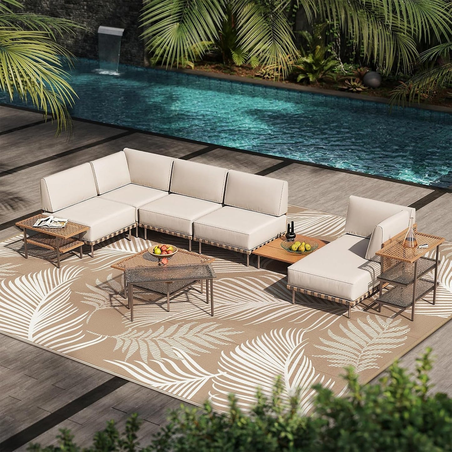 Waterproof Outdoor Rug  Reversible Plastic Straw Patio Camping Rug, Indoor Outdoor RV Mat Carpet for Deck, Camper, Porch, Balcony, Backyard, Picnic