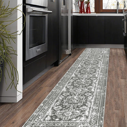 HEBE Hallway Runner Rug 2x10 Washable Rug Runner Non Slip Entryway Rug Floor Carpet Runner for Hallway Bedroom Kitchen Laundry Room, Grey