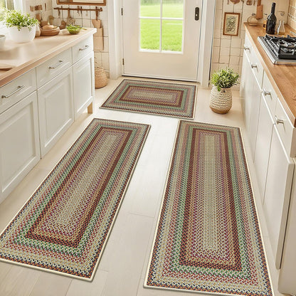 HEBE Boho Kitchen Rugs Sets 3 Piece with Runner Non Slip Kitchen Mats for Floor Washable Bohemian Runner Rug Set of 3 ﻿