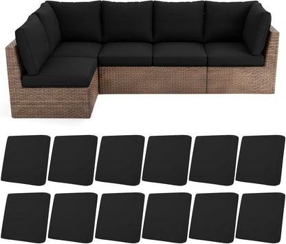 HEBE Stretch Patio Cushion Covers Set 12pcs,Waterproof Outdoor Couch Covers Replacement