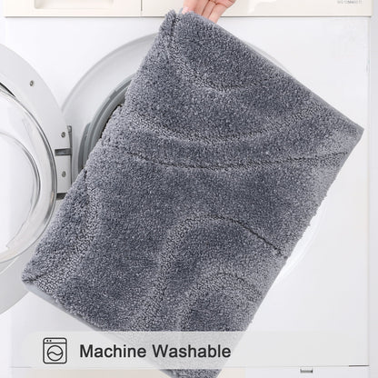 HEBE Bathroom Rugs Sets 4 Piece, Super Soft and Absorbent Non Slip Microfiber Toilet Bathroom Mats