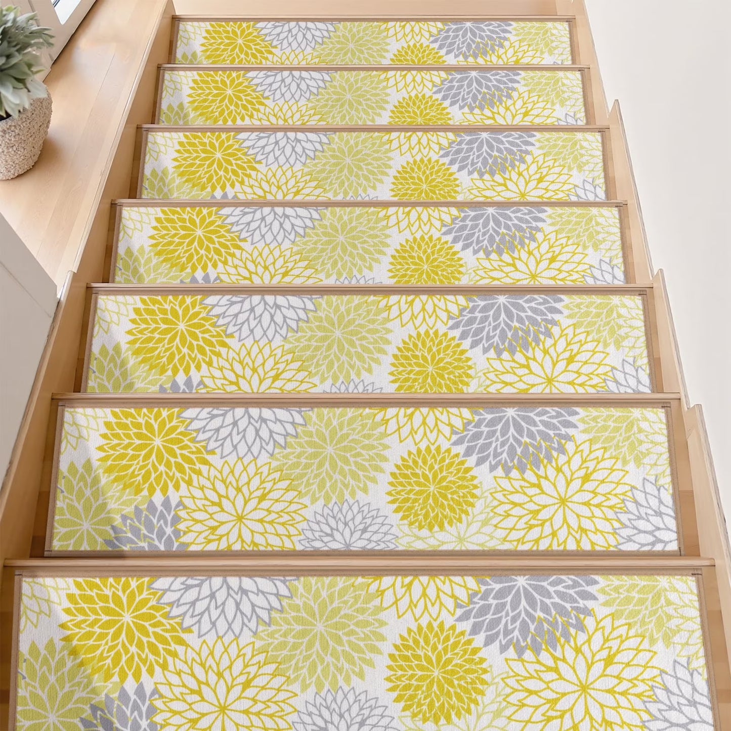 HEBE Stair Treads for Wooden Steps Indoor, 15 Pack 8" X 30" Stair Treads Non Slip with Reusable Adhesive Backing, Non-Skid Carpet Stair Runners for Kids Elders and Pets