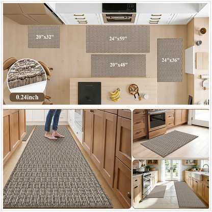 Kitchen Rugs and Mats Set of 2 Non Skid Washable Absorbent Laundry Floor Mat