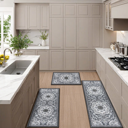 Boho Kitchen Rugs Sets 2/3 Piece with Runner Non Slip Kitchen Mats for Floor Washable Bohemian Runner Rug Set of