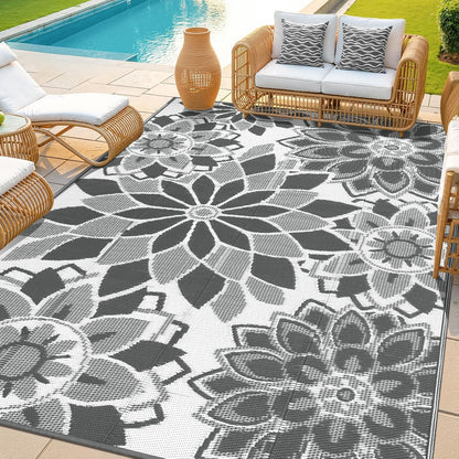 Outdoor Rug for Patio Reversible Plastic Straw Patio Camping Rug