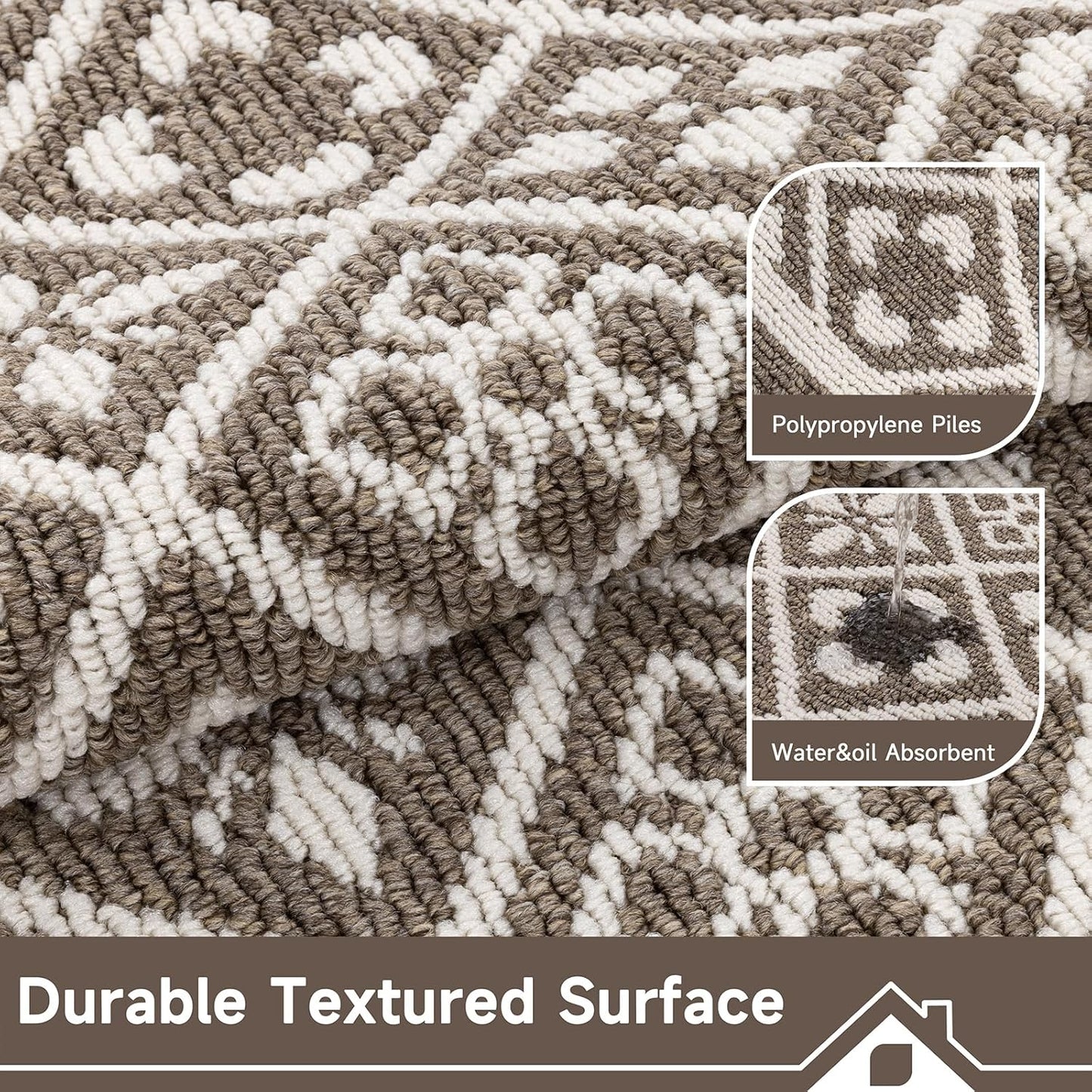 Hallway Runner Rug, Washable Indoor Brown Carpet with Non Slip Rubber Backing,Low Pile Durable Kitchen Floor Mat for Laundry Entryway Door & High Traffic Areas