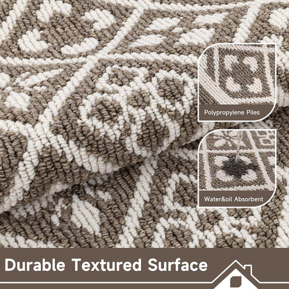 Hallway Runner Rug, Washable Indoor Brown Carpet with Non Slip Rubber Backing,Low Pile Durable Kitchen Floor Mat for Laundry Entryway Door & High Traffic Areas
