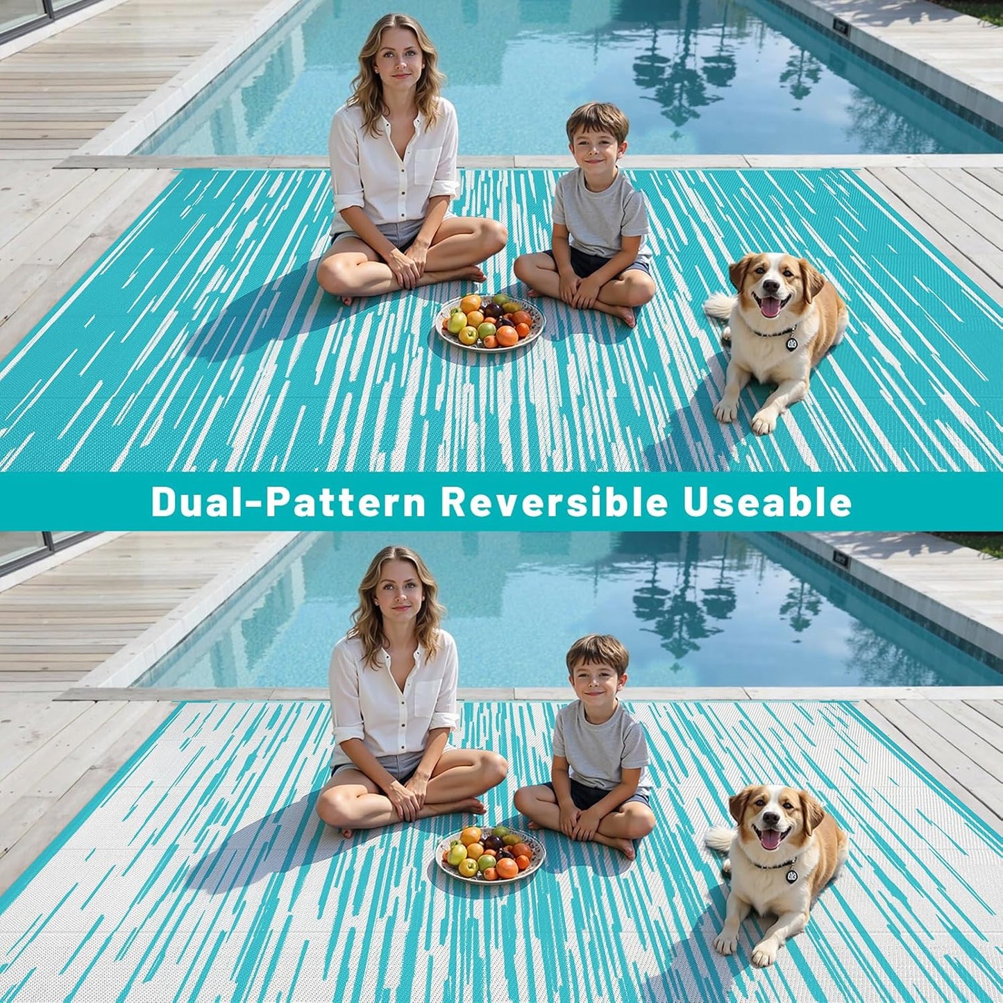 HEBE Outdoor Rug for Patios Clearance Waterproof Patio Mat Plastic Straw Rug Reversible RV Camping Tent Rug Outside Indoor Outdoor Area Rugs for RV,Deck,Beach,Balcony,Camper