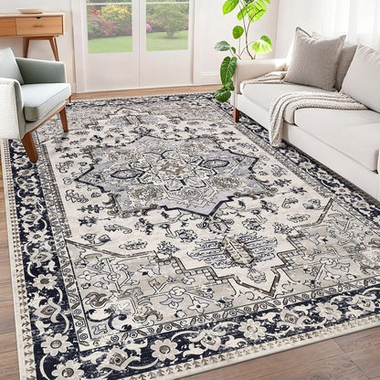 HEBE Washable Area Rug 5'x7', Non Slip Boho Rugs for Bedroom