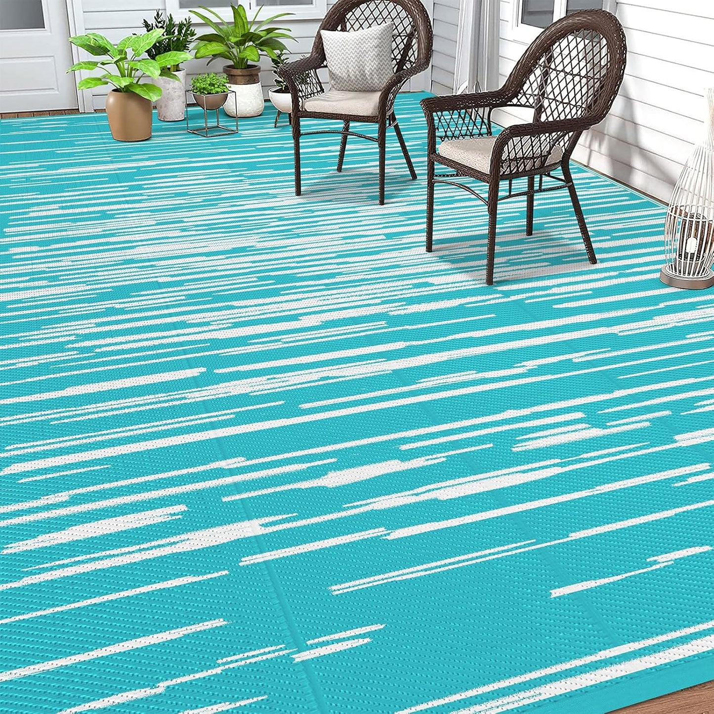 HEBE Outdoor Rug for Patios Clearance Waterproof Patio Mat Plastic Straw Rug Reversible RV Camping Tent Rug Outside Indoor Outdoor Area Rugs for RV,Deck,Beach,Balcony,Camper