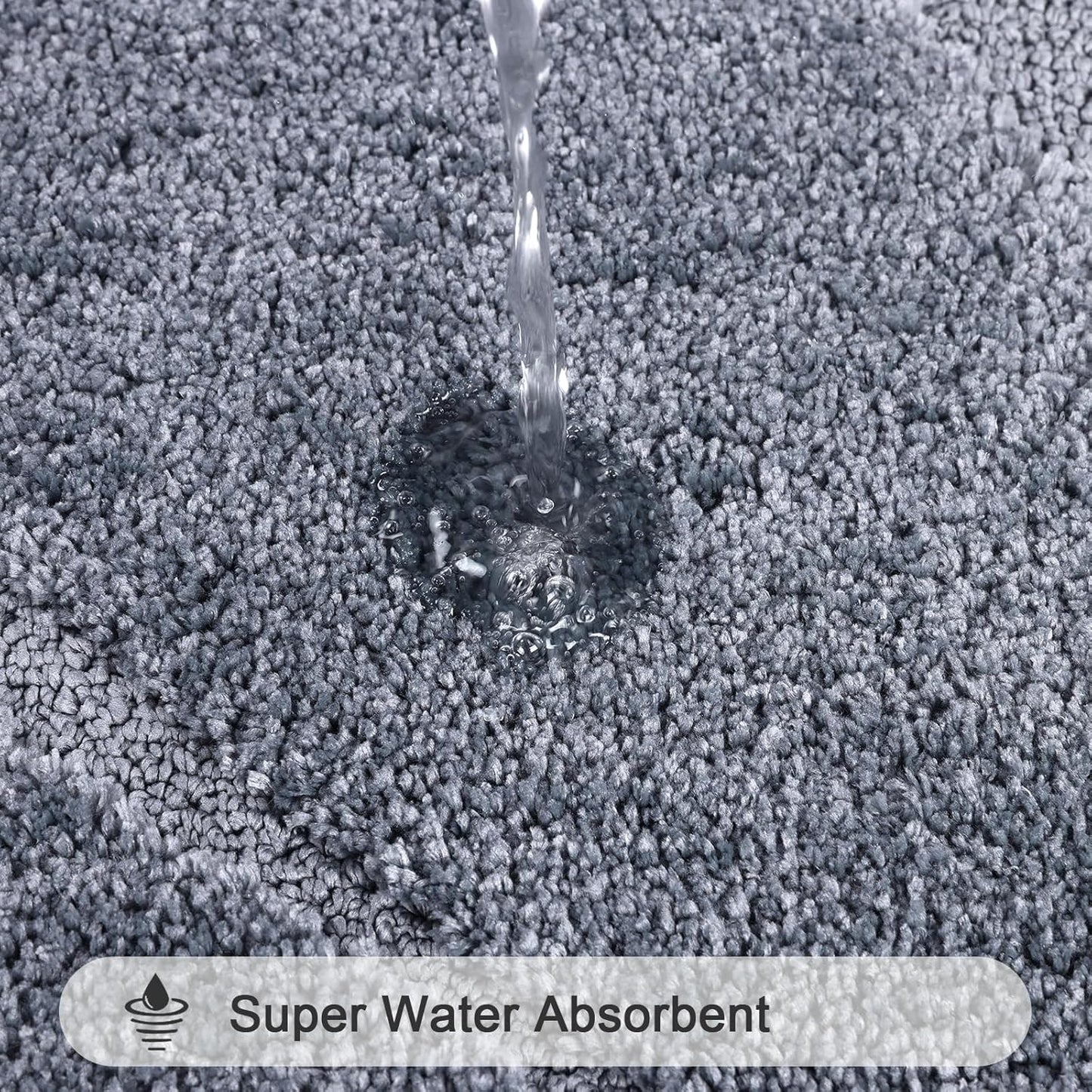 HEBE Bathroom Rugs Sets 5 Piece, Soft Absorbent Microfiber Bath Mat for Bathroom, Non Slip Washable Bath Rug Set with Toilet Cover, Bath Runner and U-Shaped Contour Toilet Rug