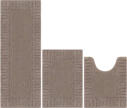 HEBE Bathroom Rugs Sets 3 Piece Bathroom Shower Rugs with U-Shaped Contour Toilet Mat Absorbent Microfiber Plush Bath Mats Non Slip Bath Rugs Machine Washable Shaggy Bath Mat Set