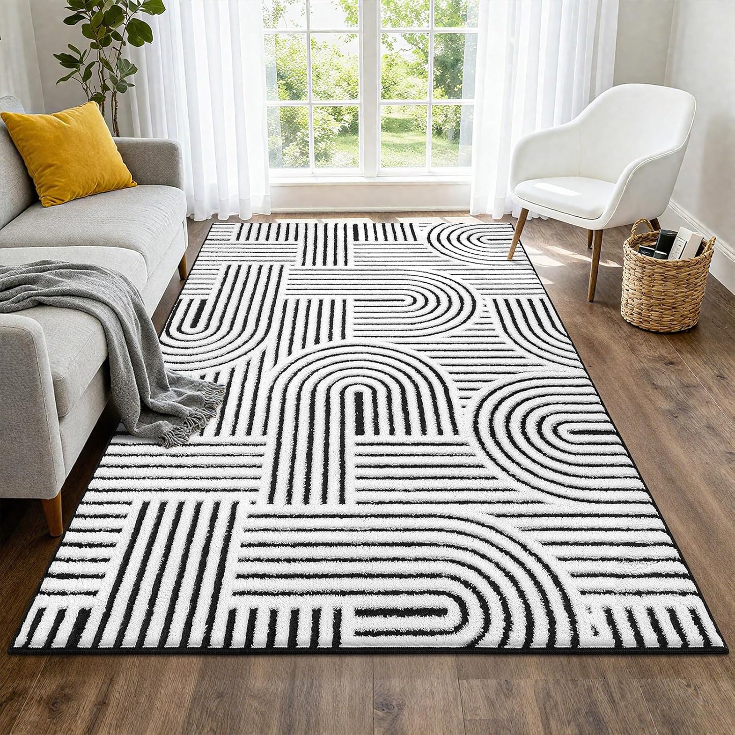Soft Cozy Fluffy Arch Pattern High Low Pile Area Rugs