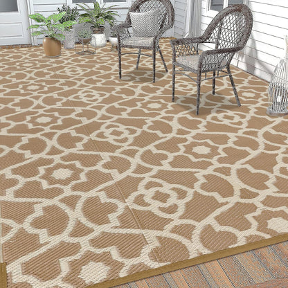 HEBE Outdoor Rug Waterproof Plastic Straw Rug Camping Rug, Reversible Outdoor Patio Rugs RV Mat Clearance, Indoor Outside Floor Carpet for Porch,Deck,Camper,Balcony,Backyard