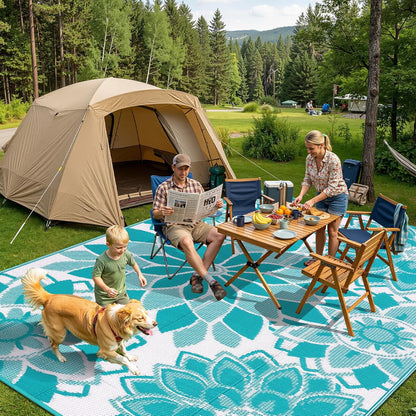 Outdoor Rug for Patio Reversible Plastic Straw Patio Camping Rug