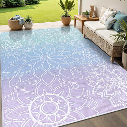 Outdoor Rug for Patio Reversible Plastic Straw Patio Camping Rug