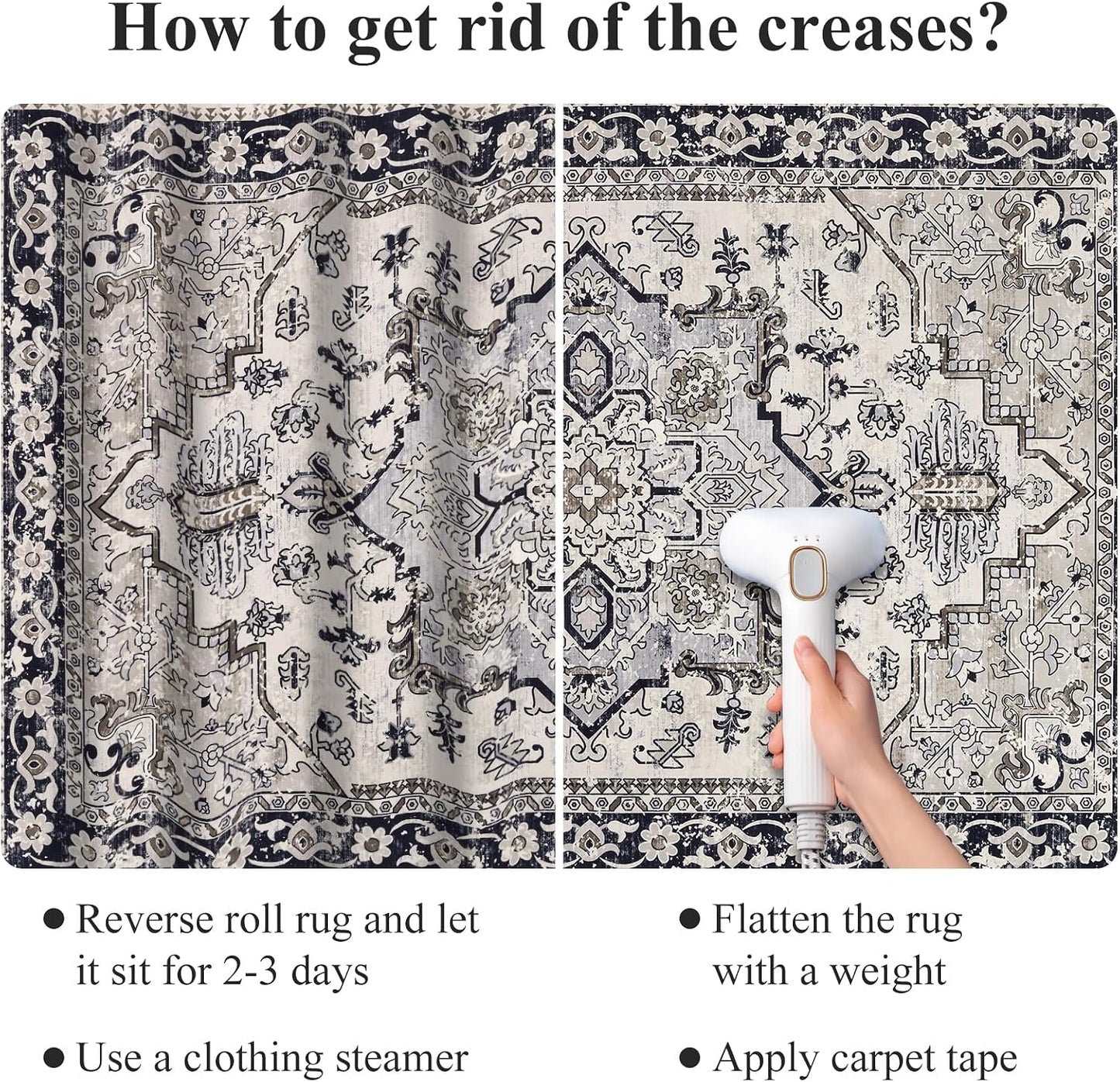 HEBE Washable Area Rug 5'x7', Non Slip Boho Rugs for Bedroom