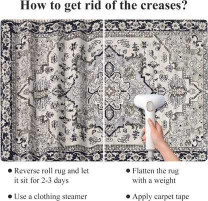 HEBE Washable Area Rug 5'x7', Non Slip Boho Rugs for Bedroom