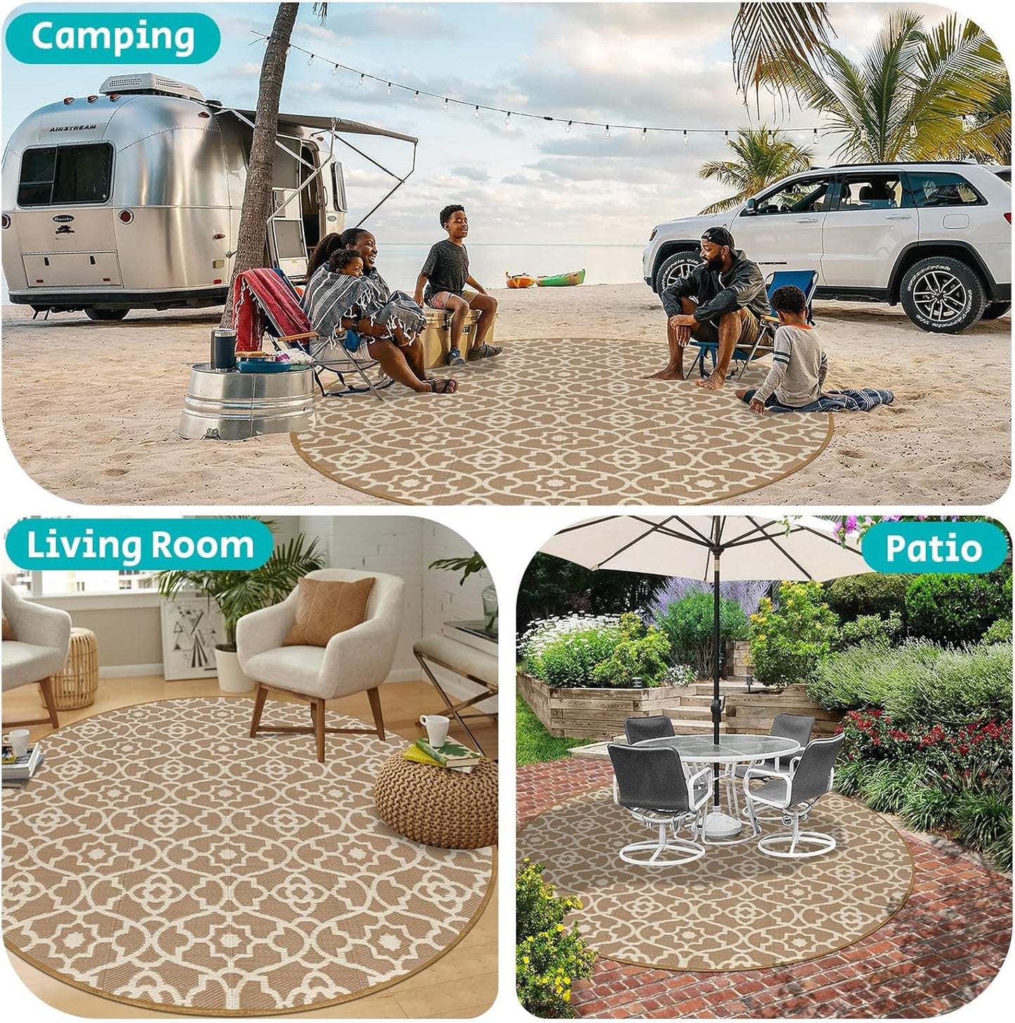 Outdoor Rug 6ft for Patios Waterproof Clearance Reversible Patio Mat Plastic Straw Rug RV Camping Mat Outside Area Rug Carpet for Camping